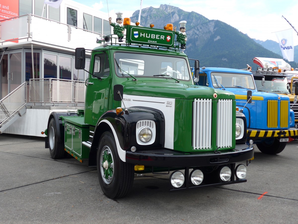 (151'924) - Huber, Cham - Scania am 28. Juni 2014 in Interlaken, Flugplatz