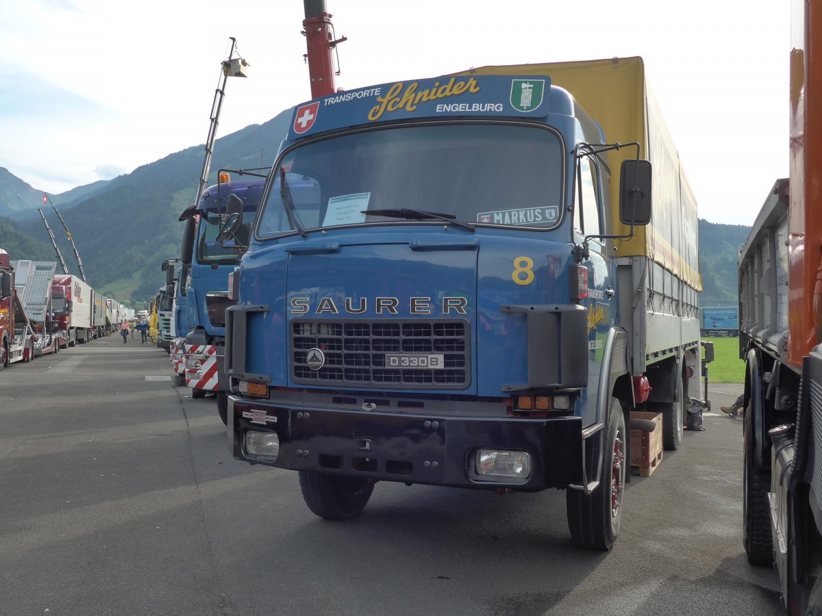 (151'930) - Schnider, Engelburg - Nr. 8 - Saurer am 28. Juni 2014 in Interlaken, Flugplatz