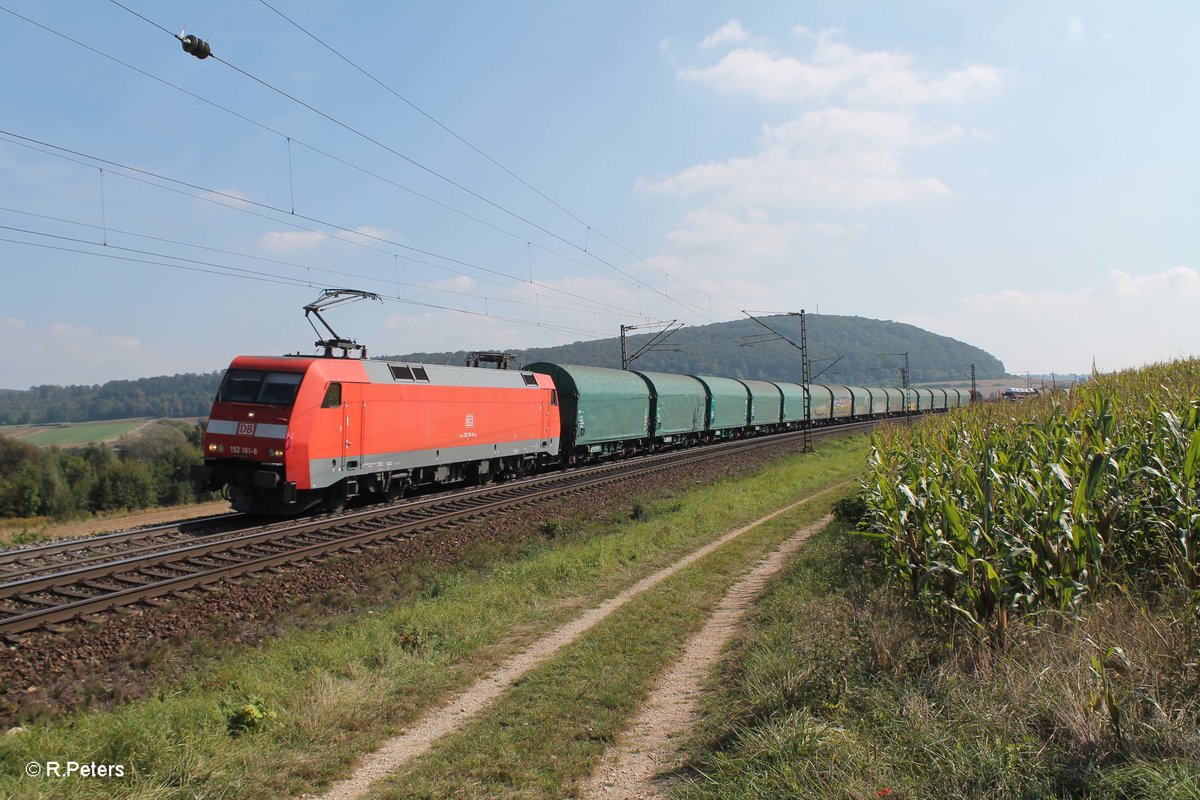 152 161-6 zieht ein Gemischten Güterzug kurz hinter Treuchtlingen bei Wettelsheim. 24.09.16