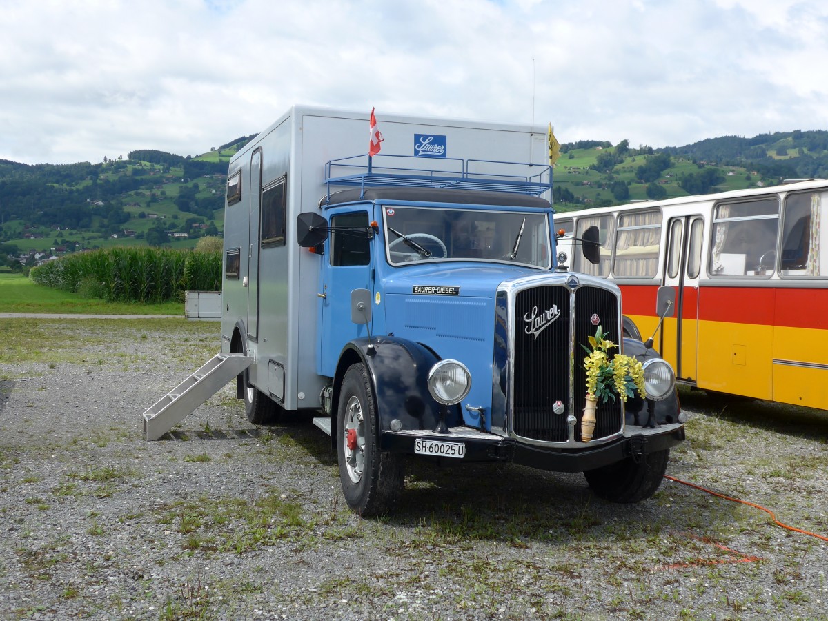 (153'818) - Saurer - SH 60'025 U - am 16. August 2014 in Altsttten, Allmendplatz