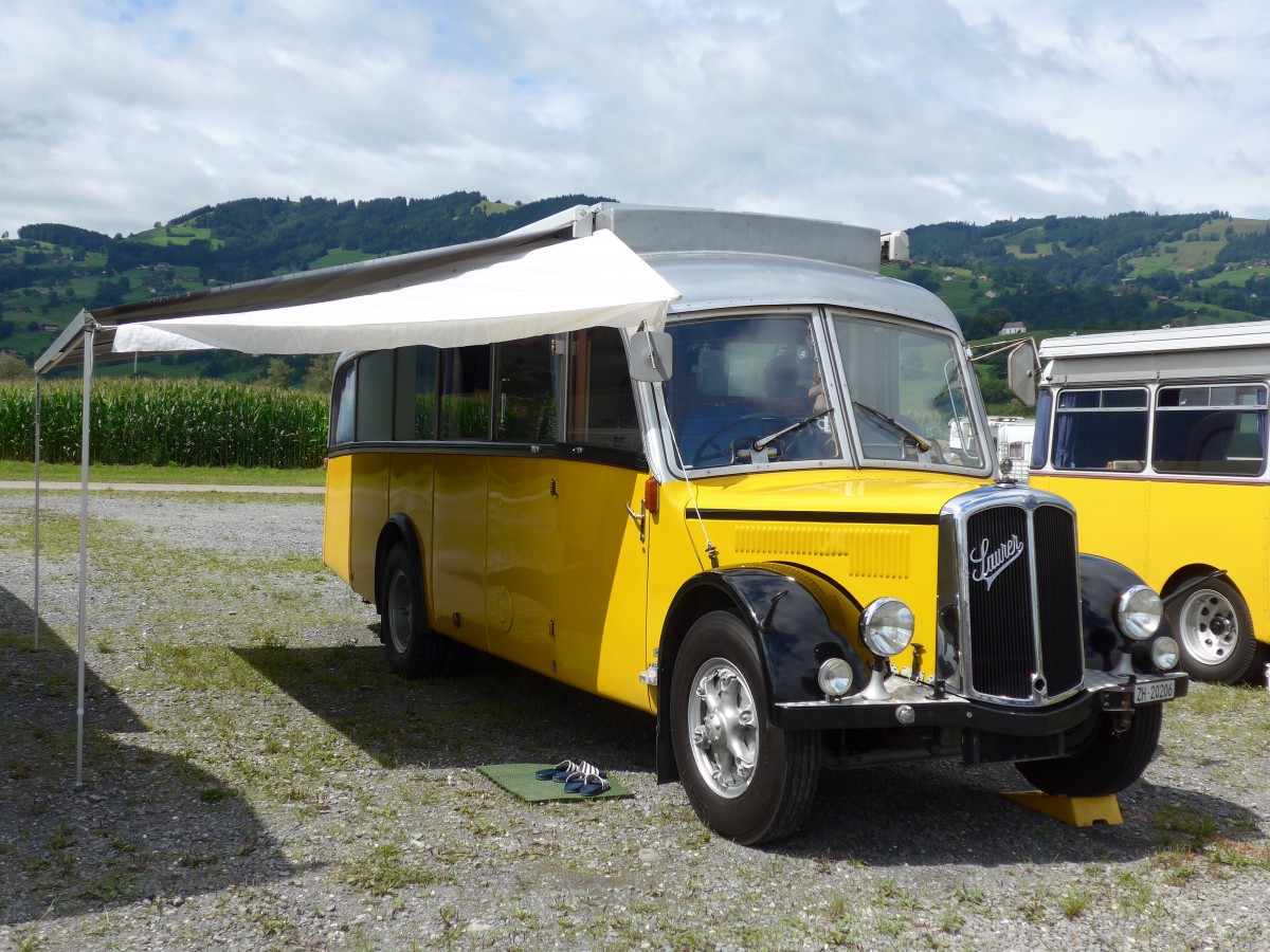 (153'822) - Langenegger A., Wdenswil - ZH 20'206 - Saurer/Krapf (ex Tscharner, Thusis) am 16. August 2014 in Altsttten, Allmendplatz