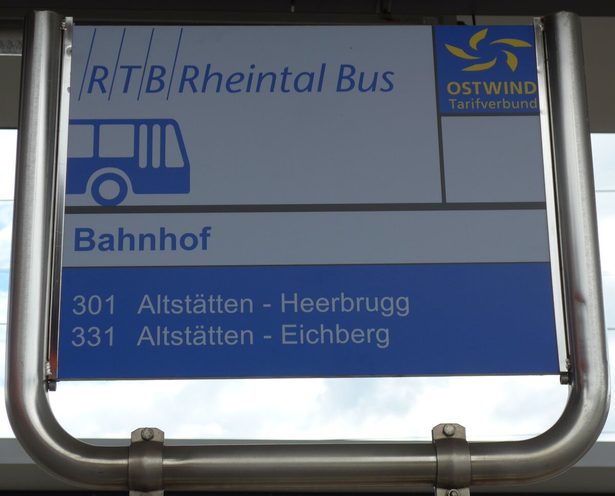 (153'900) - RTB-Haltestellenschild - Altsttten, Bahnhof - am 16. August 2014