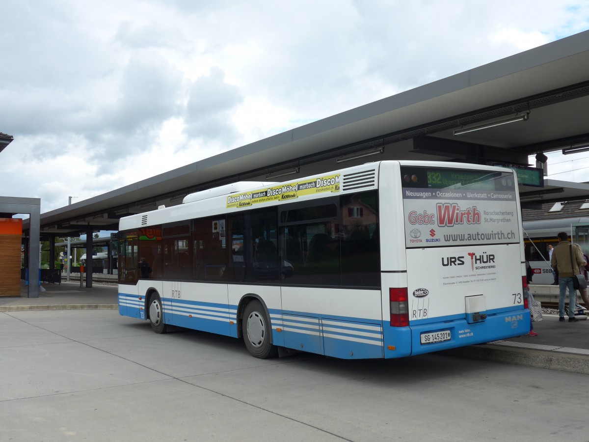 (153'903) - RTB Altsttten - Nr. 73/SG 145'201 - MAN am 16. August 2014 beim Bahnhof Altsttten