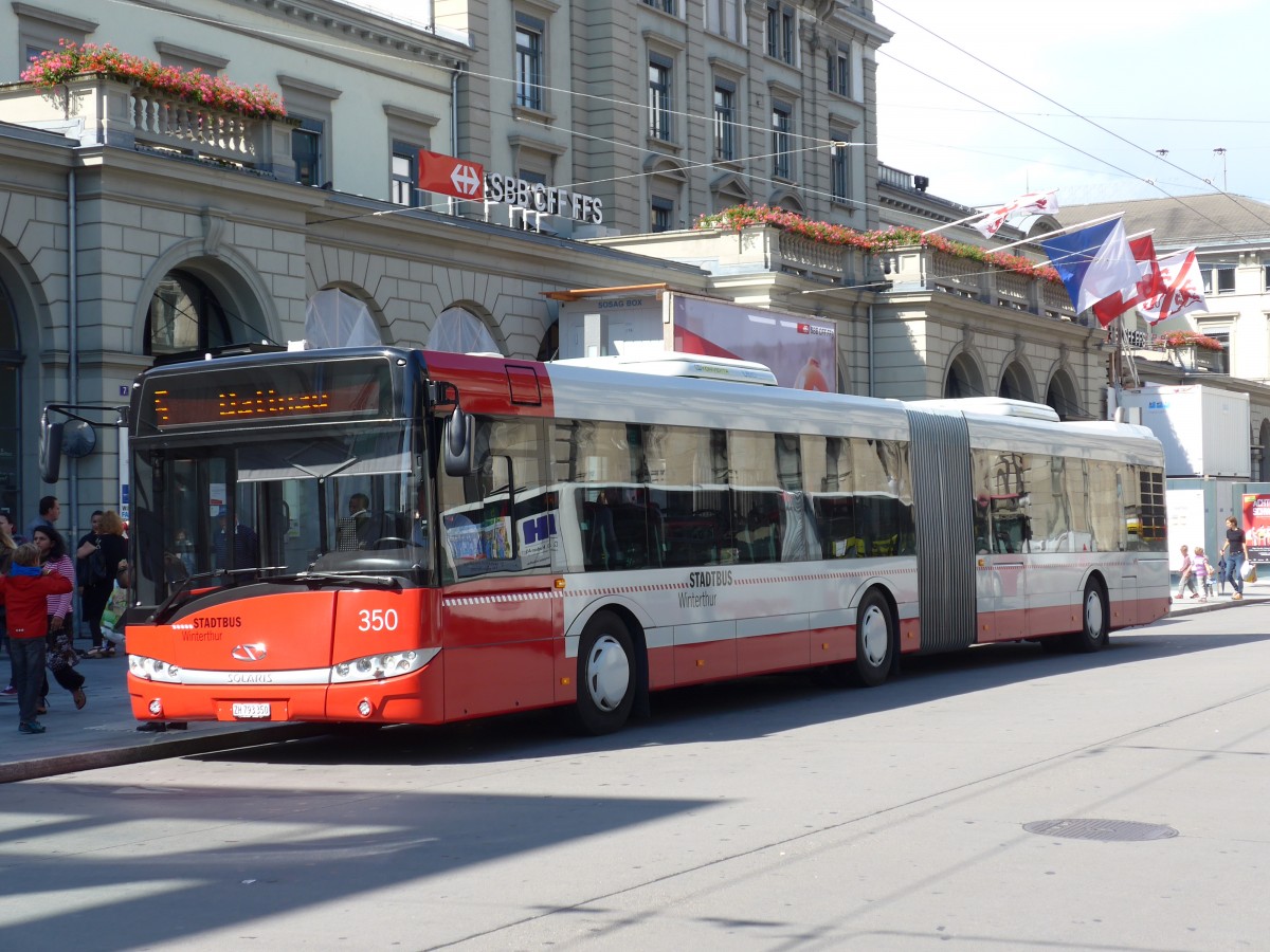 (153'935) - SW Winterthur - Nr. 350/ZH 793'350 - Solaris am 16. August 2014 beim Hauptbahnhof Winterthur