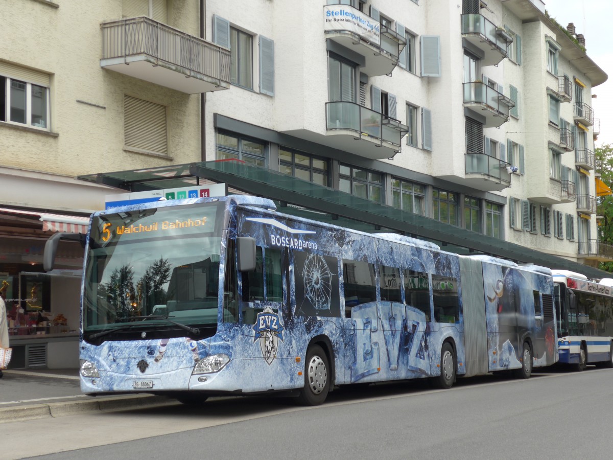 (154'075) - ZVB Zug - Nr. 67/ZG 88'067 - Mercedes am 19. August 2014 beim Bahnhof Zug