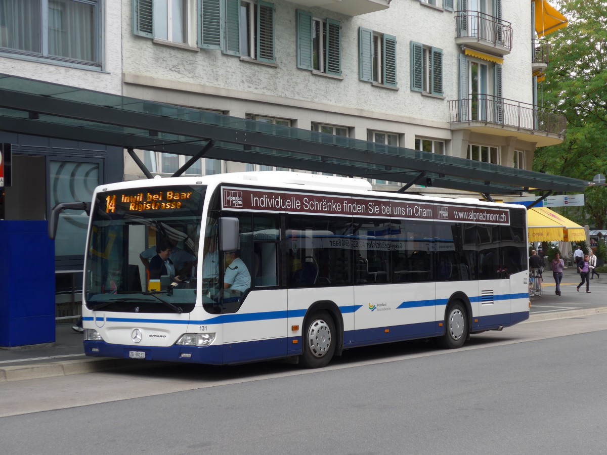 (154'077) - ZVB Zug - Nr. 131/ZG 88'131 - Mercedes am 19. August 2014 beim Bahnhof Zug