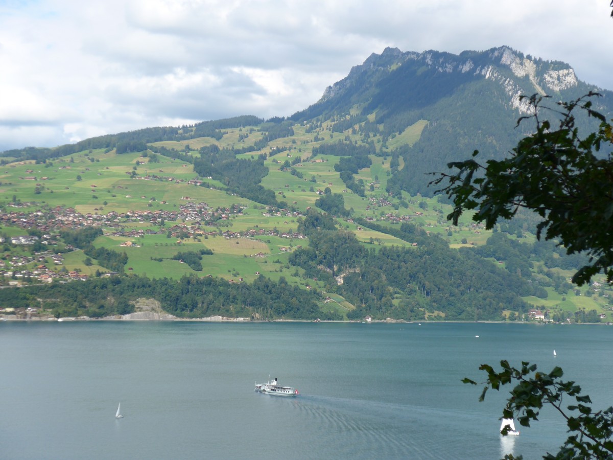 (154'431) - Dampfschiff Blmlisalp am 24. August 2014 auf dem Thunersee vom Spiezberg aus