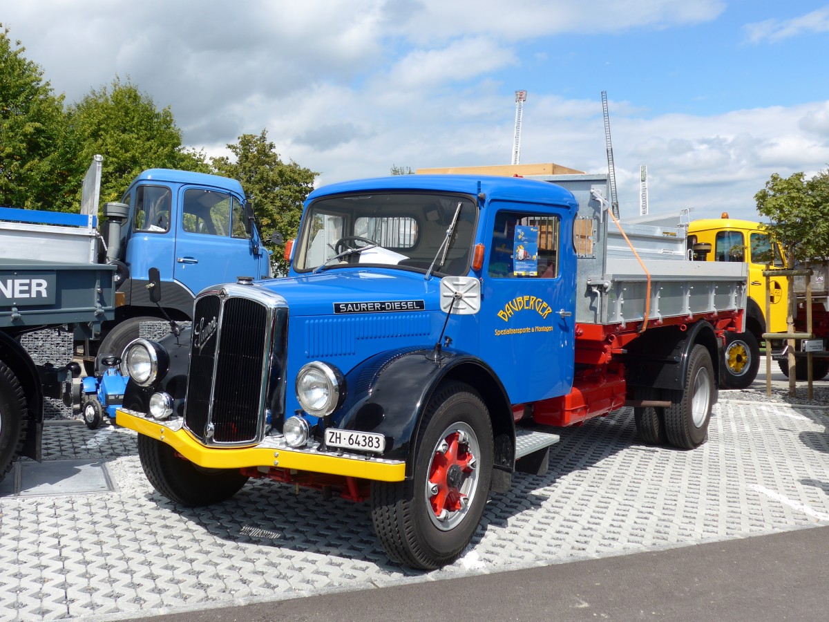 (154'557) - Bauberger - ZH 64'383 - Saurer am 30. August 2014 in Oberkirch, CAMPUS Sursee