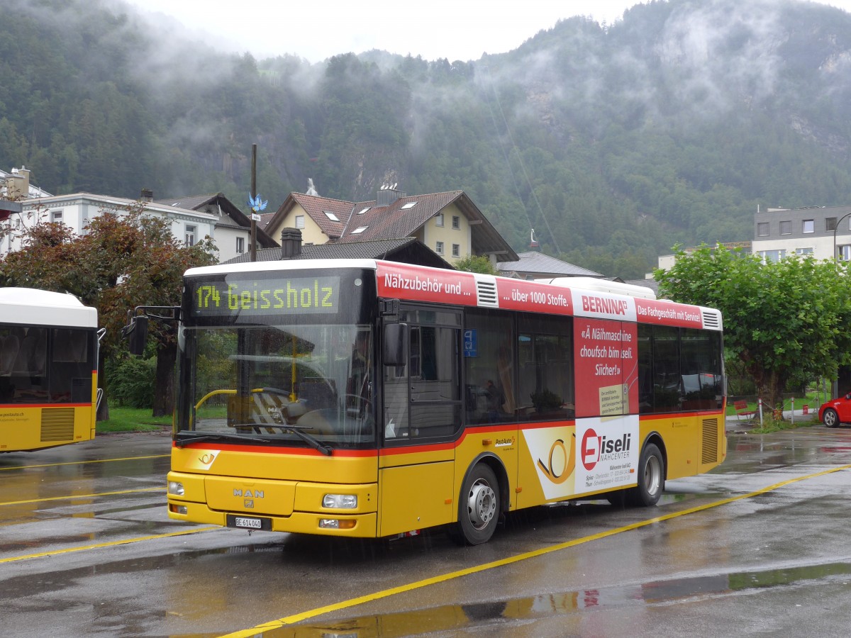 (154'743) - AVG Meiringen - Nr. 72/BE 614'040 - MAN/Gppel am 1. September 2014 in Meiringen, Postautostation