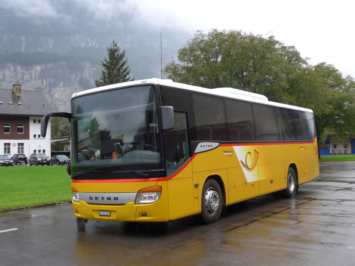 (154'747) - AVG Meiringen - Nr. 63/BE 401'263 - Setra am 1. September 2014 in Meiringen, Garage