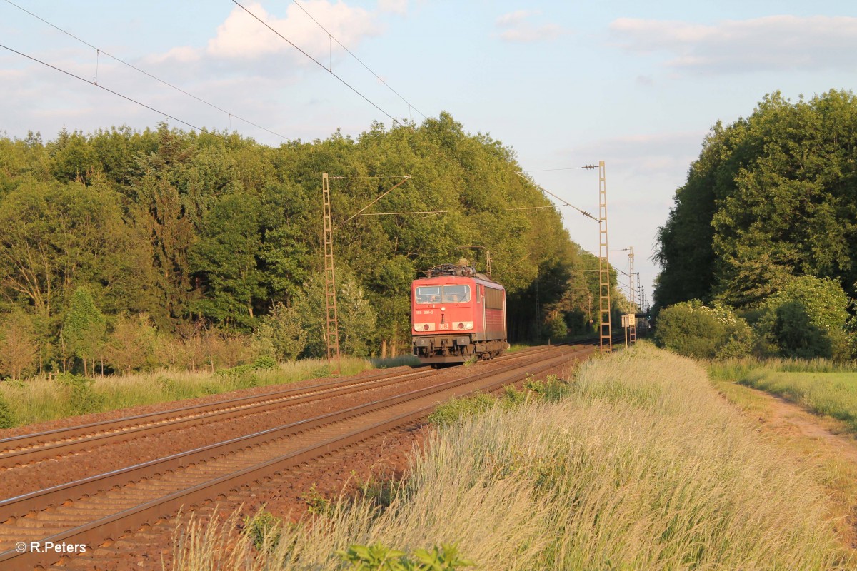 155 091-2 solo auf dem Weg nach Mainz bei der Stromkreistrennstelle Bischofsheim. 20.05.15