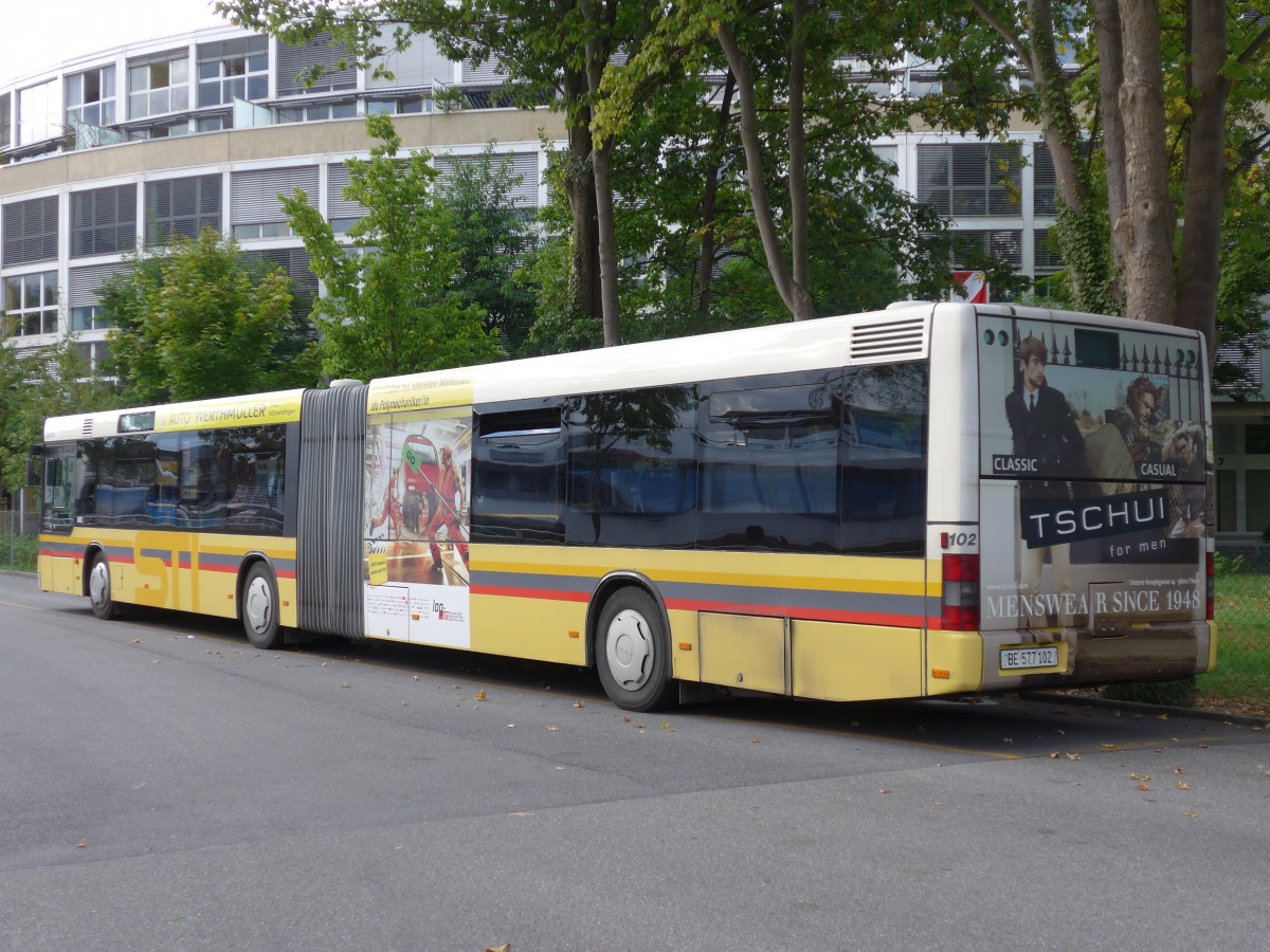 (155'308) - STI Thun - Nr. 102/BE 577'102 - MAN am 20. September 2014 bei der Schifflndte Thun