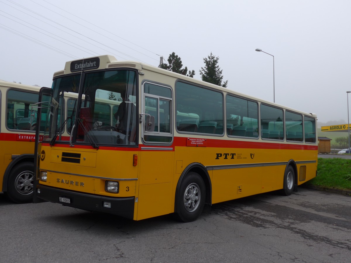 (155'622) - Kolb, Matten - Nr. 3/BE 93'915 - Saurer/R&J (ex Schmocker, Stechelberg Nr. 3; ex Nr. 1; ex Gertsch, Stechelberg Nr. 1) am 12. Oktober 2014 in Kssnacht, Rest. Frohsinn