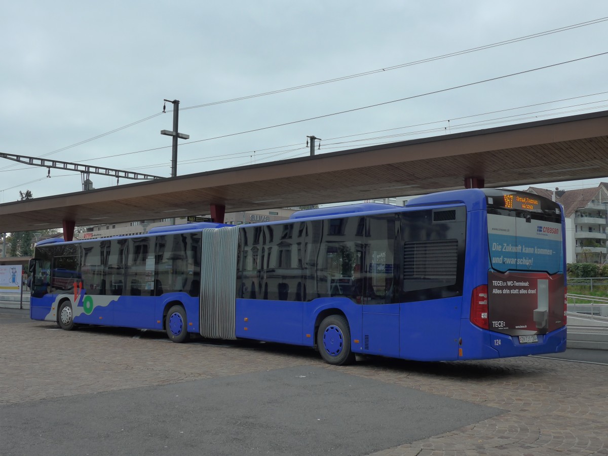 (156'200) - VZO Grningen - Nr. 124/ZH 738'124 - Mercedes am 28. Oktober 2014 beim Bahnhof Wetzikon