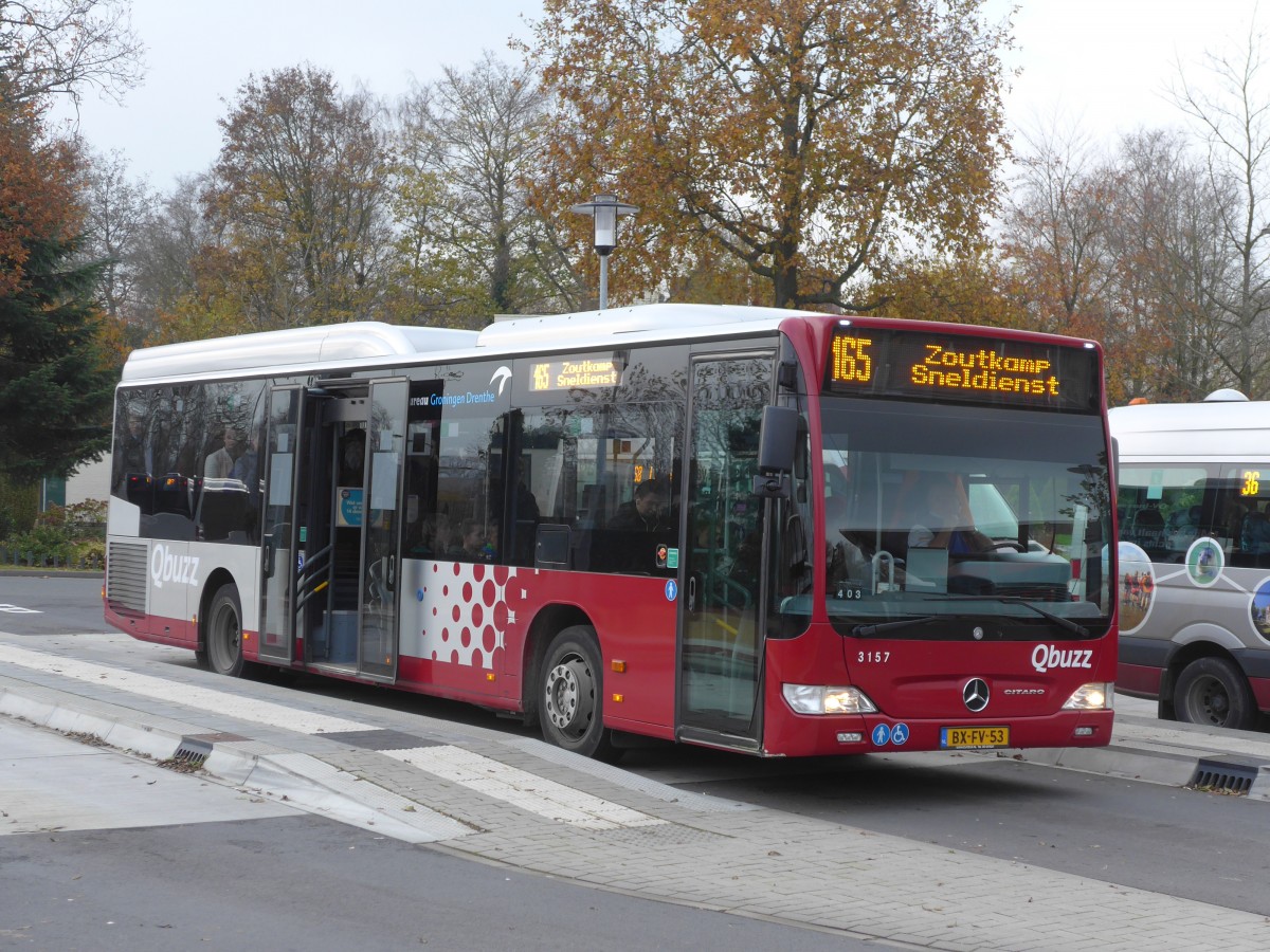 (156'737) - Qbuzz, Groningen - Nr. 3157/BX-FV-53 - Mercedes am 18. November 2014 beim Bahnhof Winsum