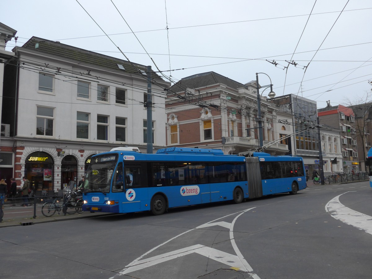 (157'046) - Breng, Ijsselmuiden - Nr. 5218/BJ-VJ-21 - Berkhof Gelenktrolleybus am 20. November 2014 in Arnhem, Willemsplein