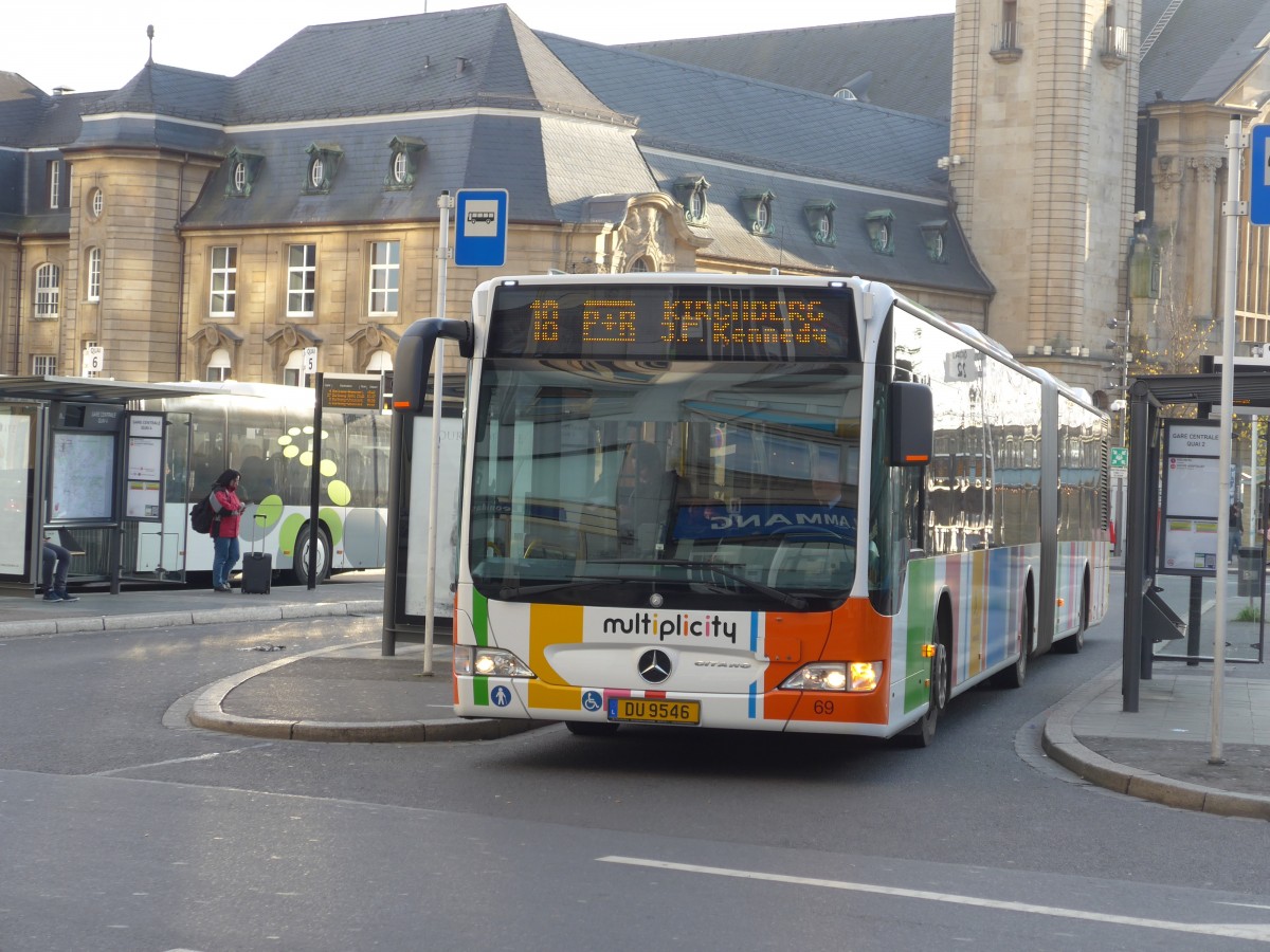 (157'345) - AVL Luxembourg - Nr. 69/DU 9546 - Mercedes am 22. November 2014 beim Bahnhof Luxembourg