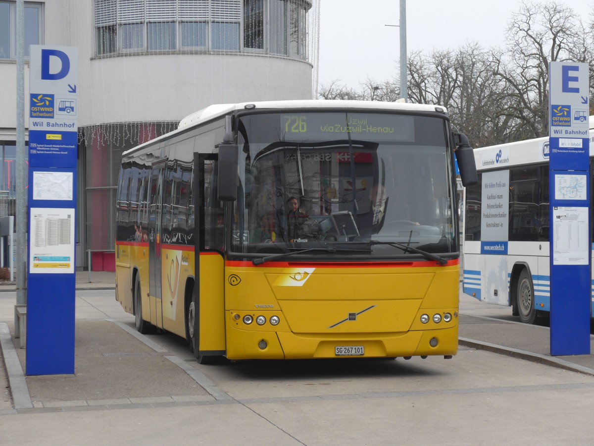 (157'522) - Schmidt, Jonschwil - SG 267'101 - Volvo (ex Postautobetriebe Unteres Toggenburg, Ltisburg) am 26. November 2014 beim Bahnhof Wil