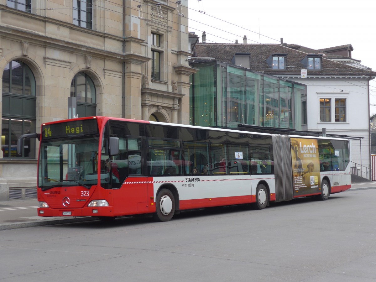 (157'524) - SW Winterthur - Nr. 323/ZH 687'323 - Mercedes am 26. November 2014 beim Hauptbahnhof Winterthur