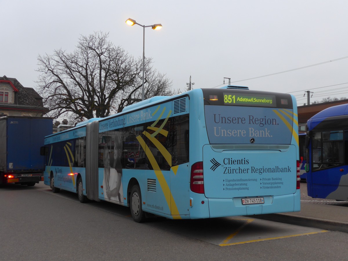 (157'555) - VZO Grningen - Nr. 118/ZH 745'118 - Mercedes am 26. November 2014 beim Bahnhof Wetzikon