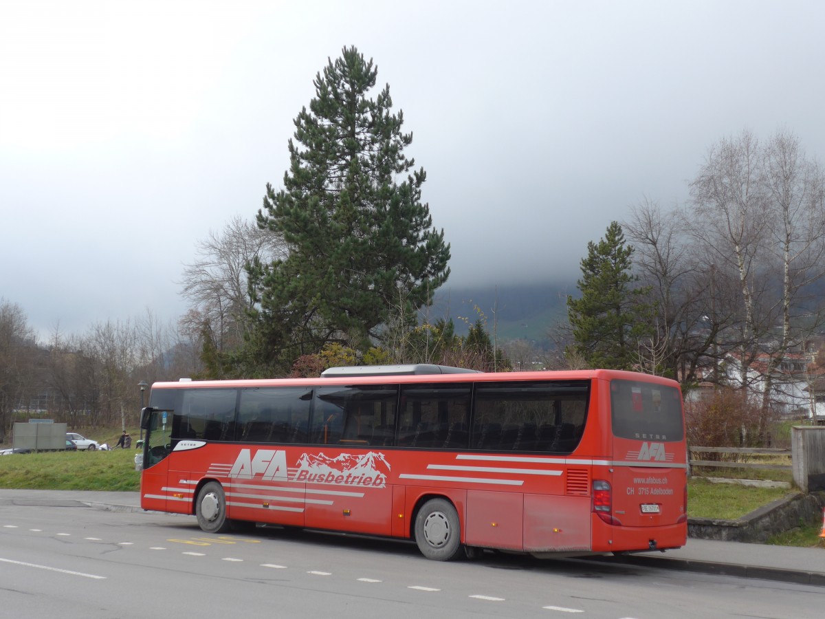 (157'705) - AFA Adelboden - Nr. 24/BE 26'701 - Setra am 7. Dezember 2014 beim Bahnhof Frutigen