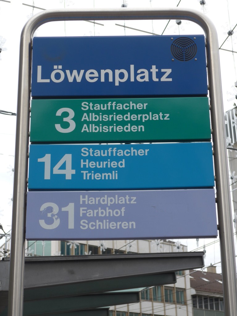 (157'741) - VBZ-Haltestelle - Zrich, Lwenplatz - am 14. Dezember 2014