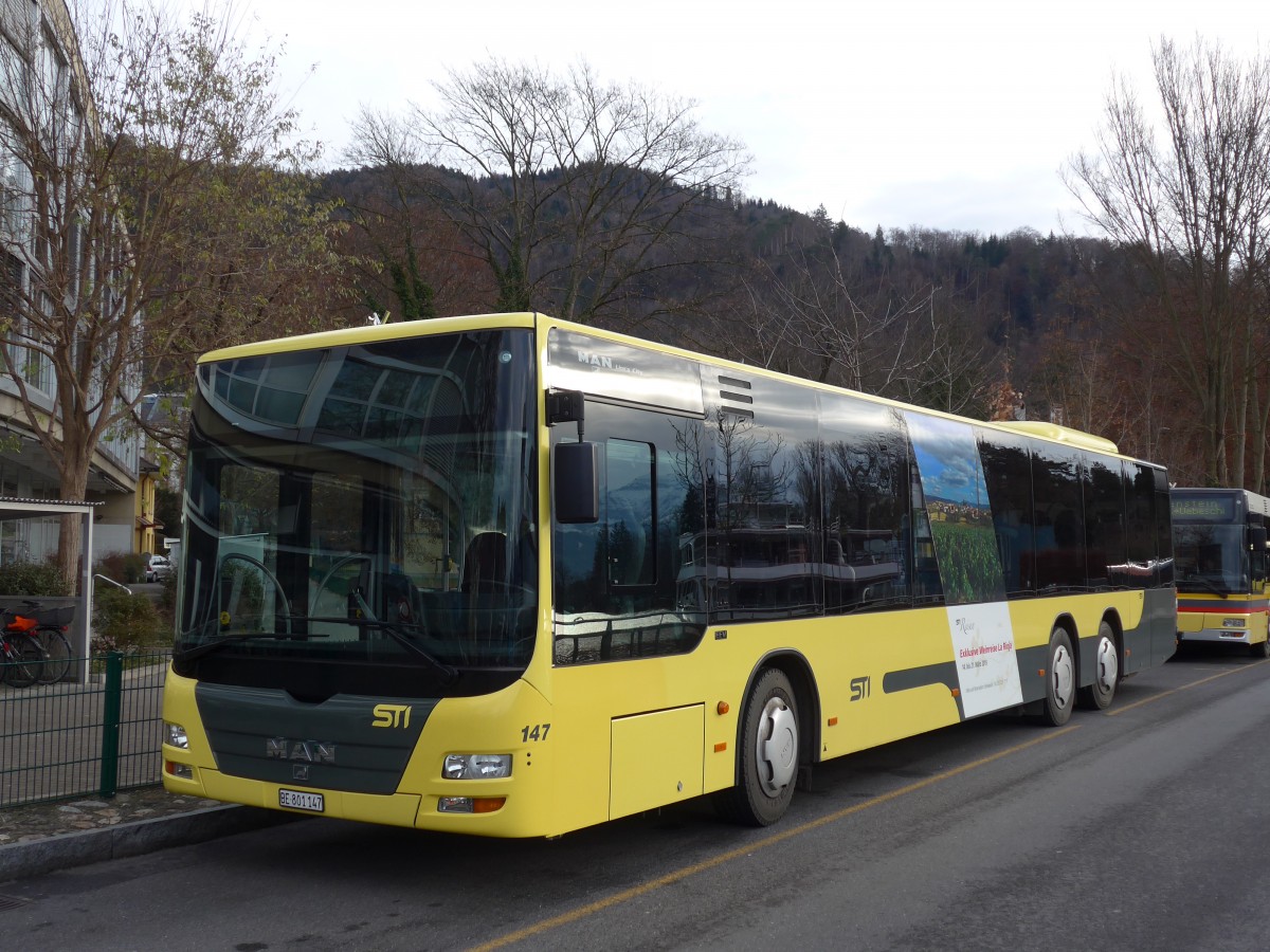 (157'805) - STI Thun - Nr. 147/BE 801'147 - MAN am 15. Dezember 2014 bei der Schifflndte Thun