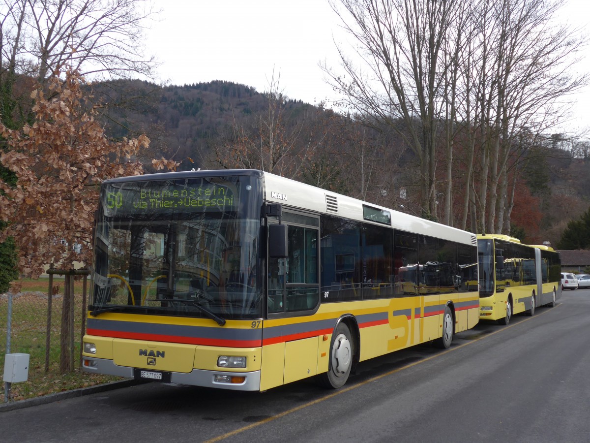 (157'806) - STI Thun - Nr. 97/BE 577'097 - MAN am 15. Dezember 2014 bei der Schifflndte Thun