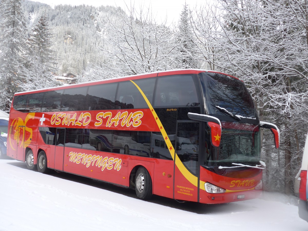 (158'301) - Staub, Menzingen - ZG 73'280 - Scania/Atomic am 11. Januar 2015 in Adelboden, ASB