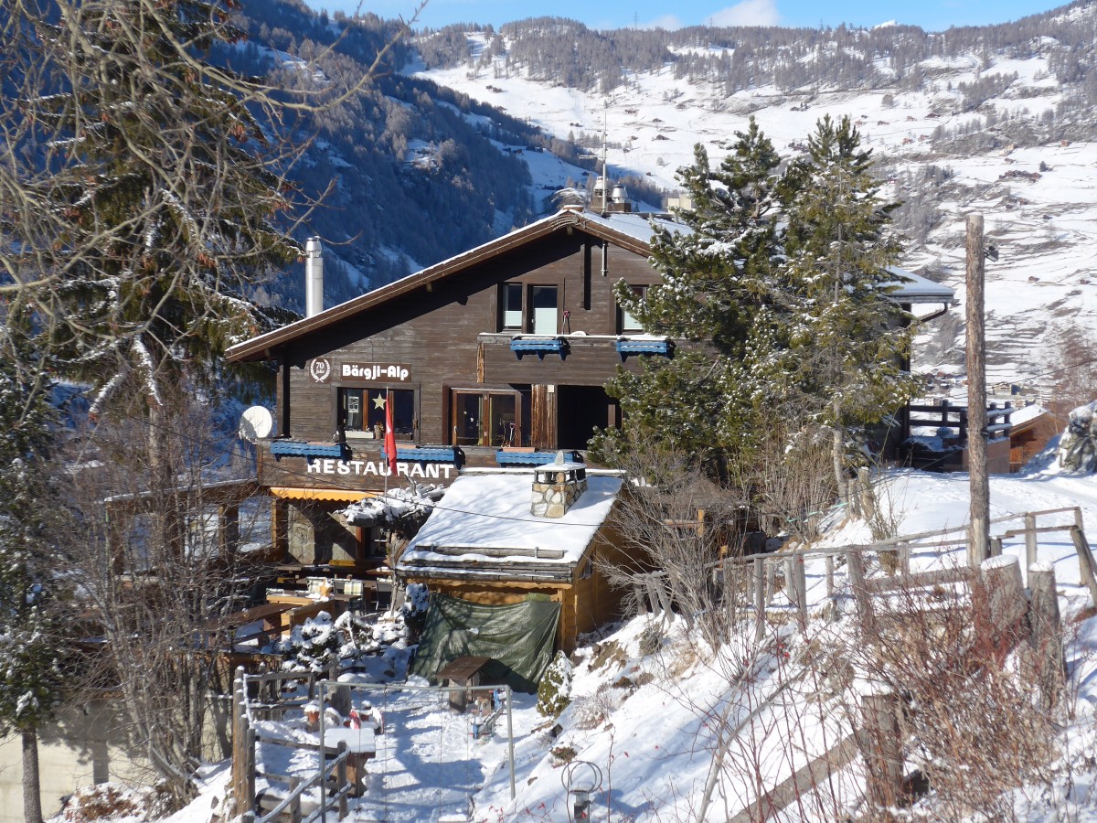 (158'434) - Das Restaurant Brgji-Alp am 18. Januar 2015 bei Grchen