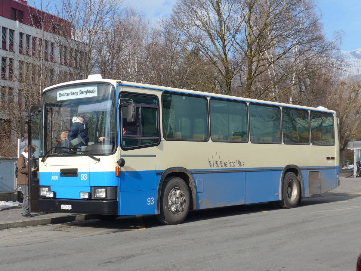 (158'708) - RTB Altsttten - Nr. 93/SG 376'200 - NAW/Lauber (ex R.G.V. Autobus, Stabio; ex AMSA Chiasso Nr. 23; ex AWA Amden Nr. 3) am 14. September 2015 beim Bahnhof Buchs