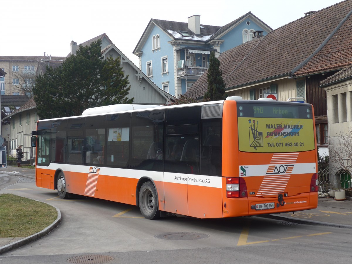 (158'748) - AOT Amriswil - Nr. 9/TG 70'015 - MAN am 14. Februar 2015 beim Bahnhof Romanshorn