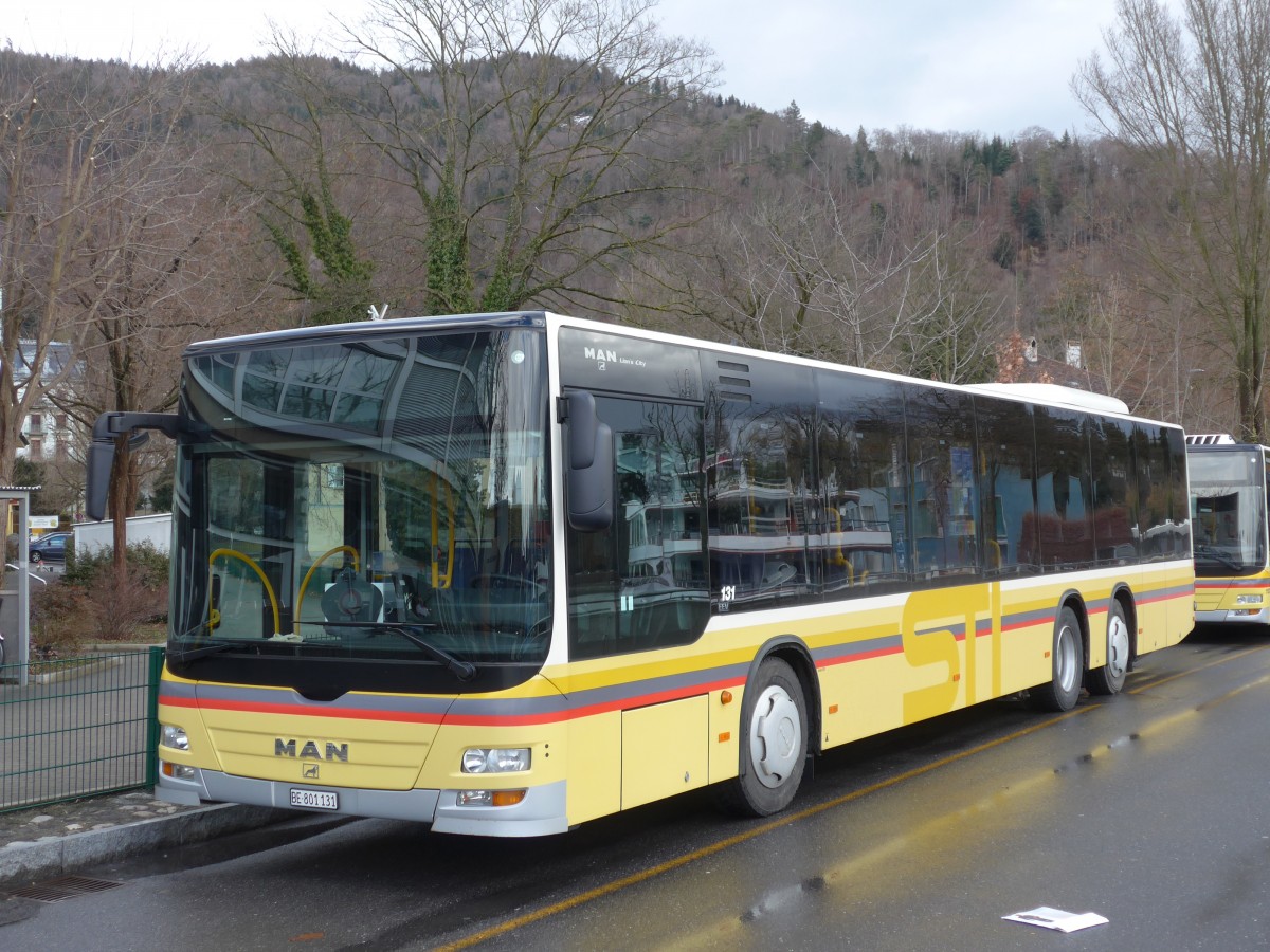 (158'930) - STI Thun - Nr. 131/BE 801'131 - MAN am 2. Mrz 2015 bei der Schifflndte Thun