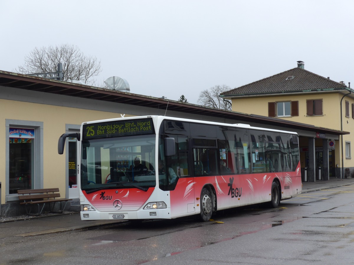 (159'005) - BGU Grenchen - Nr. 9/SO 66'578 - Mercedes am 2. Mrz 2015 beim Bahnhof Grenchen Sd