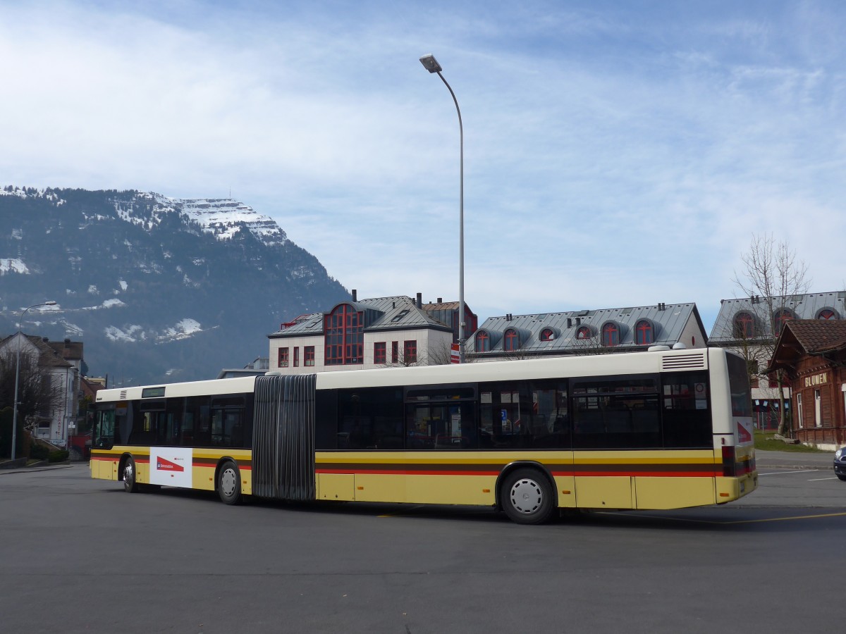 (159'263) - AAGS Schwyz - Nr. 81/SZ 118'681 - MAN (ex STI Thun Nr. 90) am 17. Mrz 2015 beim Bahnhof Arth-Goldau