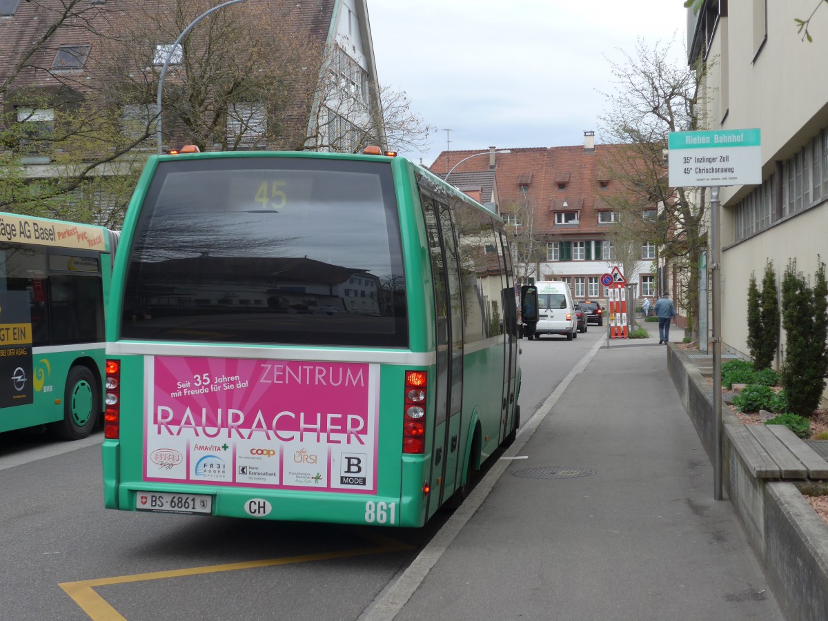 (159'702) - BVB Basel - Nr. 861/BS 6861 - Mercedes/Auwrter am 11. April 2015 beim Bahnhof Riehen