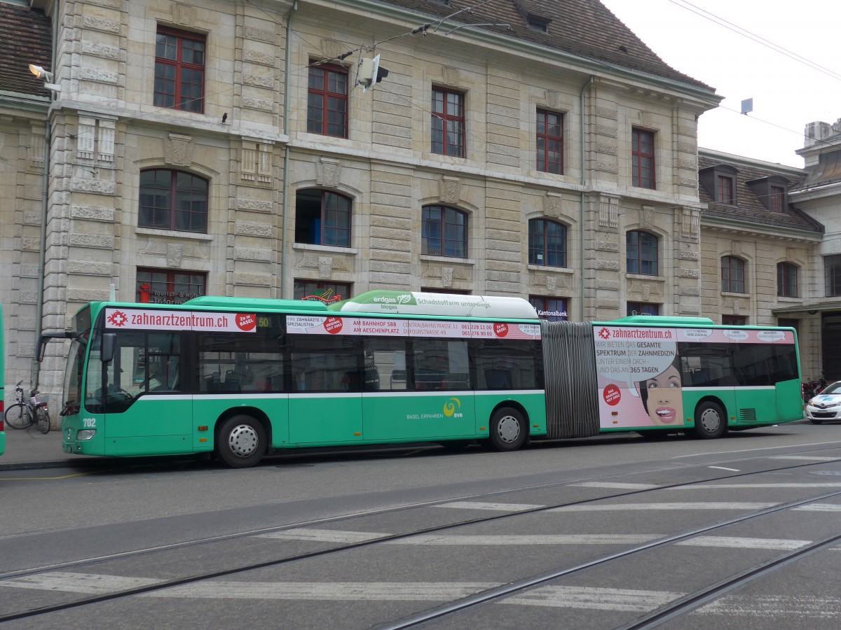 (159'715) - BVB Basel - Nr. 702/BS 6661 - Mercedes am 11. April 2015 beim Bahnhof Basel