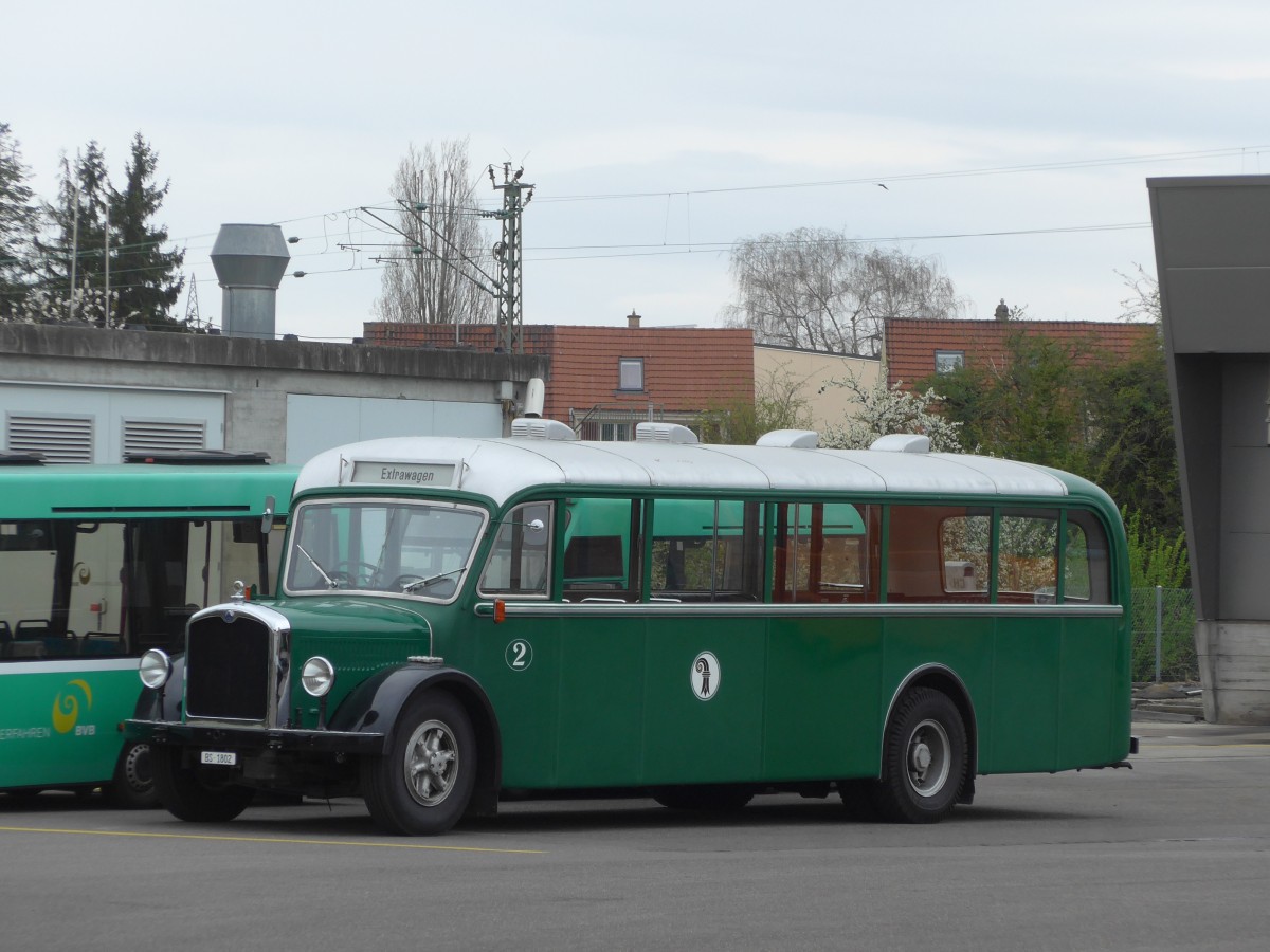 (159'745) - BVB Basel - Nr. 2/BS 1802 - Saurer/Reinb.+Chr. (ex Nr. 3) am 11. April 2015 in Basel, Garage Rankstrasse