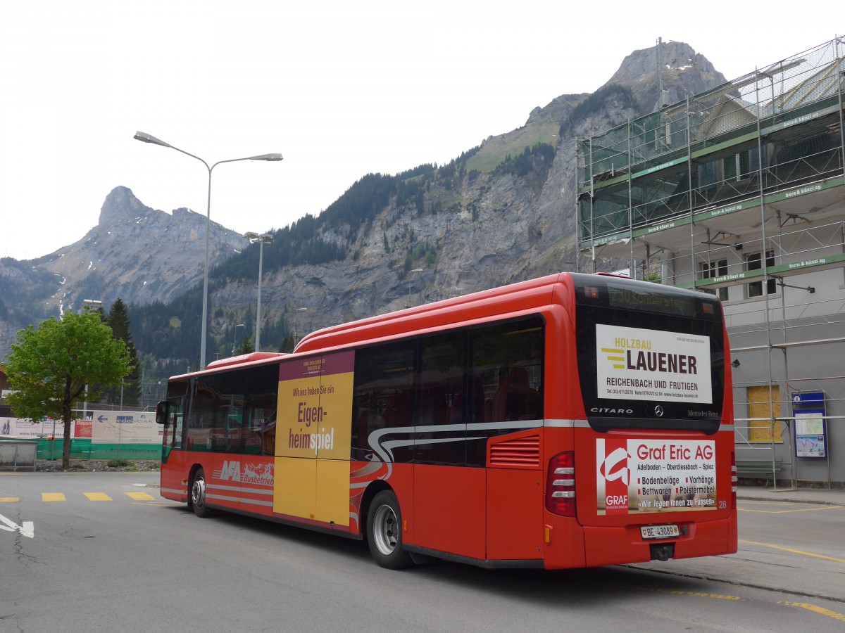 (160'481) - AFA Adelboden - Nr. 28/BE 43'089 - Mercedes am 14. Mai 2015 beim Bahnhof Kandersteg