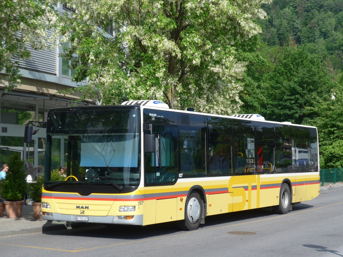 (160'567) - STI Thun - Nr. 127/BE 700'127 - MAN am 17. Mai 2015 bei der Schifflndte Thun