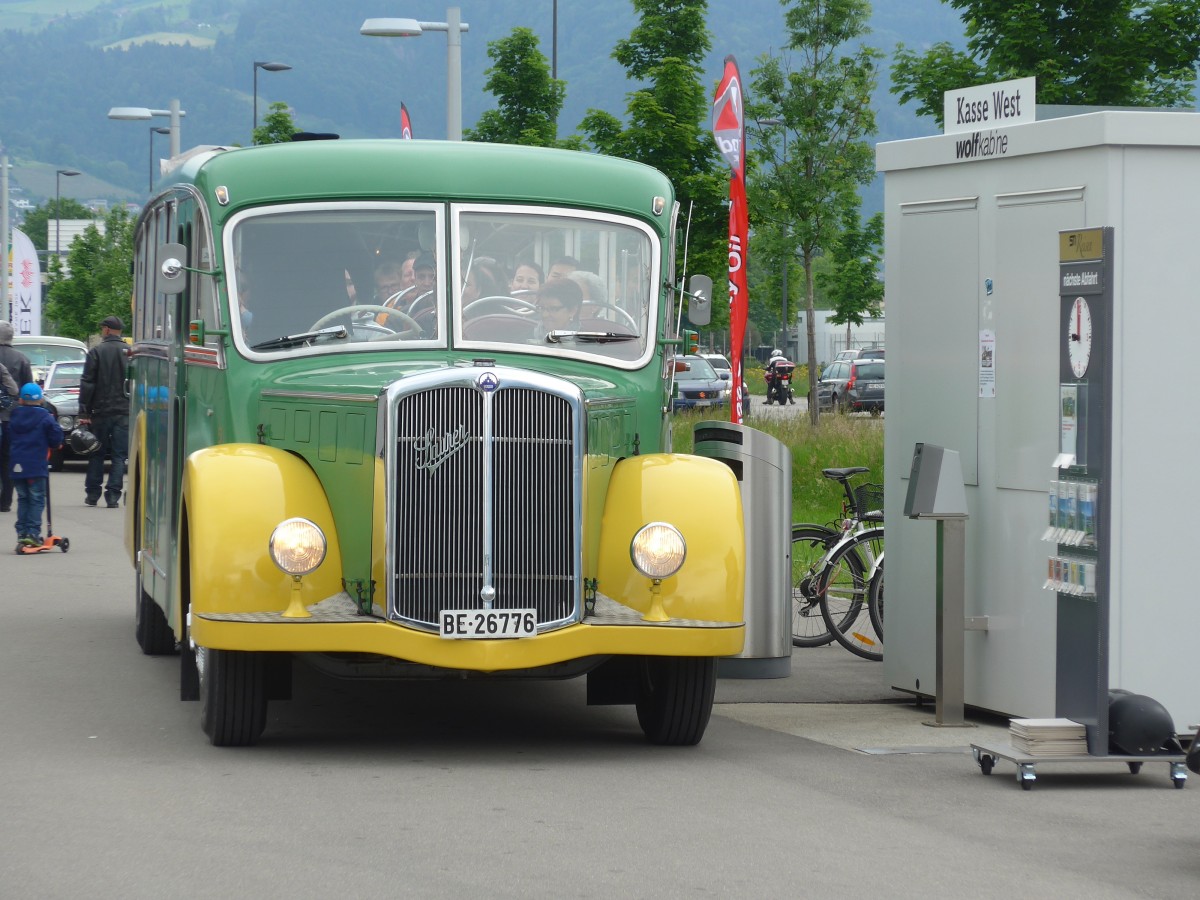 (160'832) - STI Thun - Nr. 15/BE 26'776 - Saurer/Gangloff (ex AvH Heimenschwand Nr. 5) am 23. Mai 2015 in Thun, Arena Thun