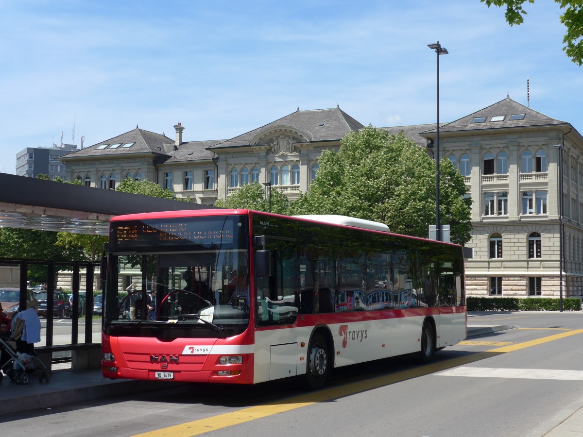 (161'301) - TRAVYS Yverdon - VD 1419 - MAN am 28. Mai 2015 beim Bahnhof Yverdon