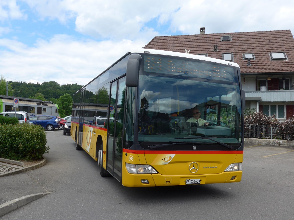 (161'475) - Wieland, Murten - Nr. 50/FR 300'633 - Mercedes (ex Klopfstein, Laupen Nr. 10) am 30. Mai 2015 beim Bahnhof Laupen