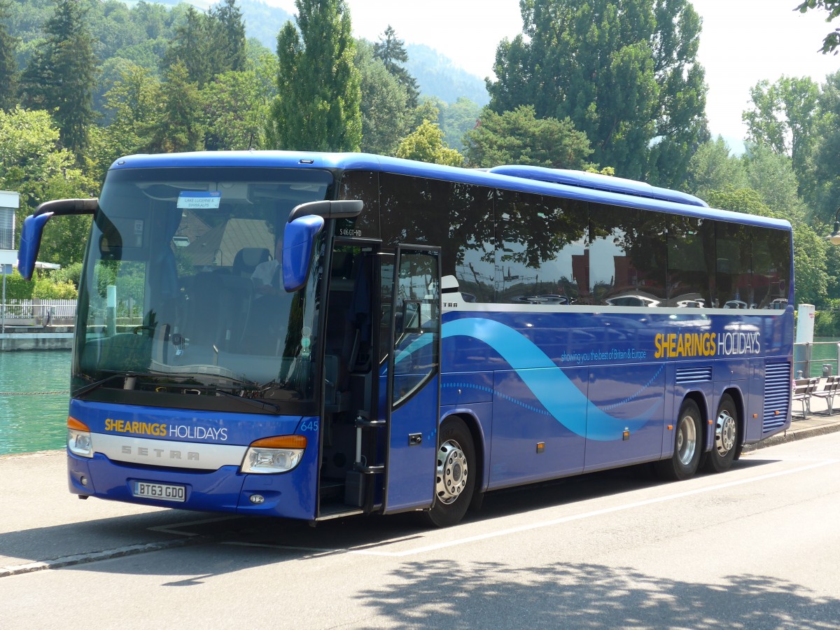 (162'912) - Aus England: Shearings, Wigan - Nr. 645/BT63 GDO - Setra am 2. Juli 2015 bei der Schifflndte Thun