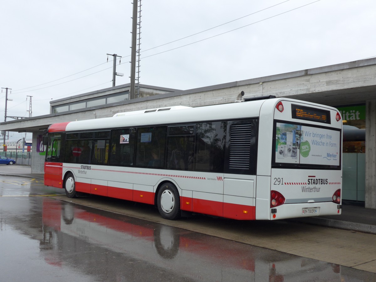 (163'433) - SW Winterthur - Nr. 291/ZH 730'291 - Solaris am 15. August 2015 beim Bahnhof Bassersdorf