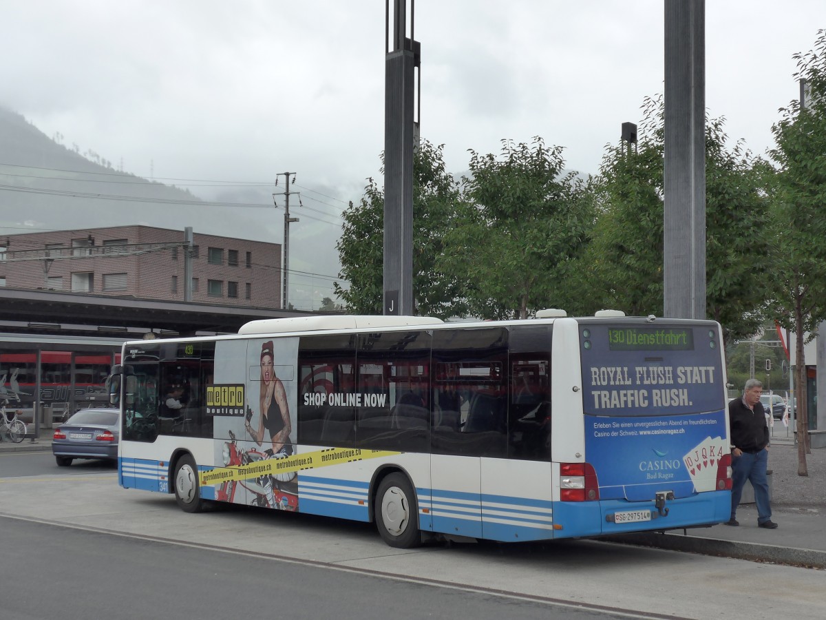 (163'601) - BSW Sargans - Nr. 341/SG 297'514 - MAN am 16. August 2015 beim Bahnhof Sargans