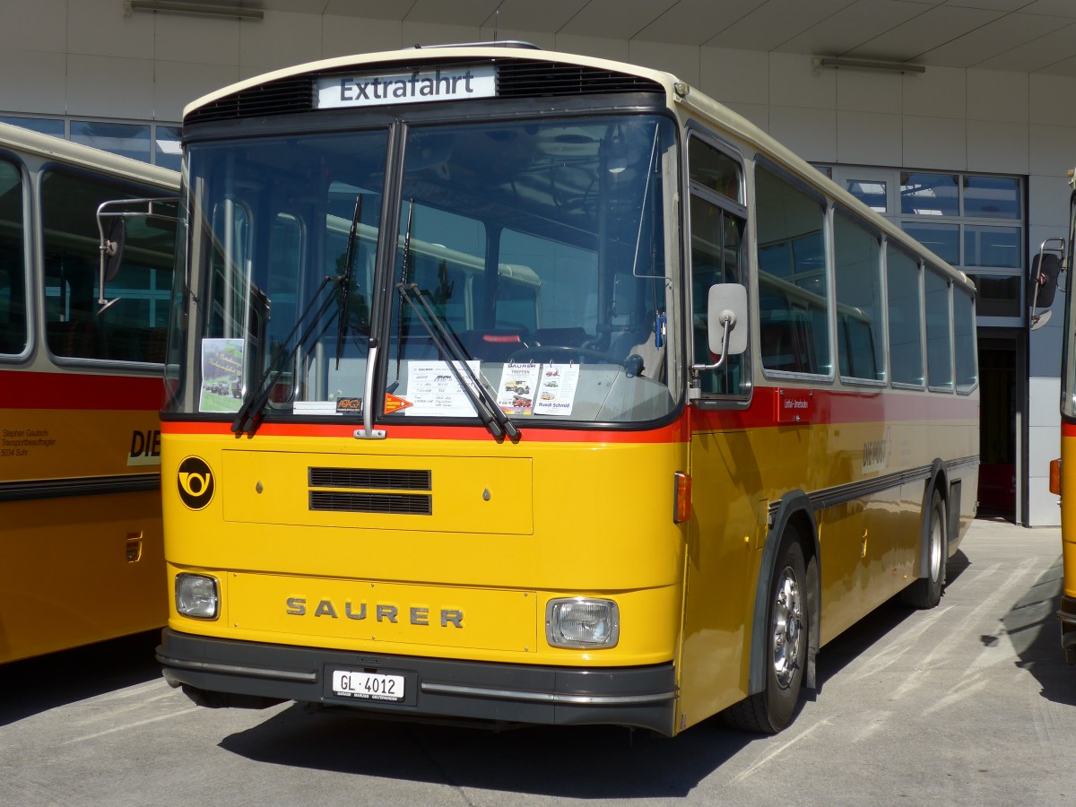 (163'890) - Schmid, Glarus - GL 4012 - Saurer/Tscher (ex Mosimann, Aesch; ex Erne, Full; ex P 24'257) am 29. August 2015 in Oberkirch, CAMPUS Sursee