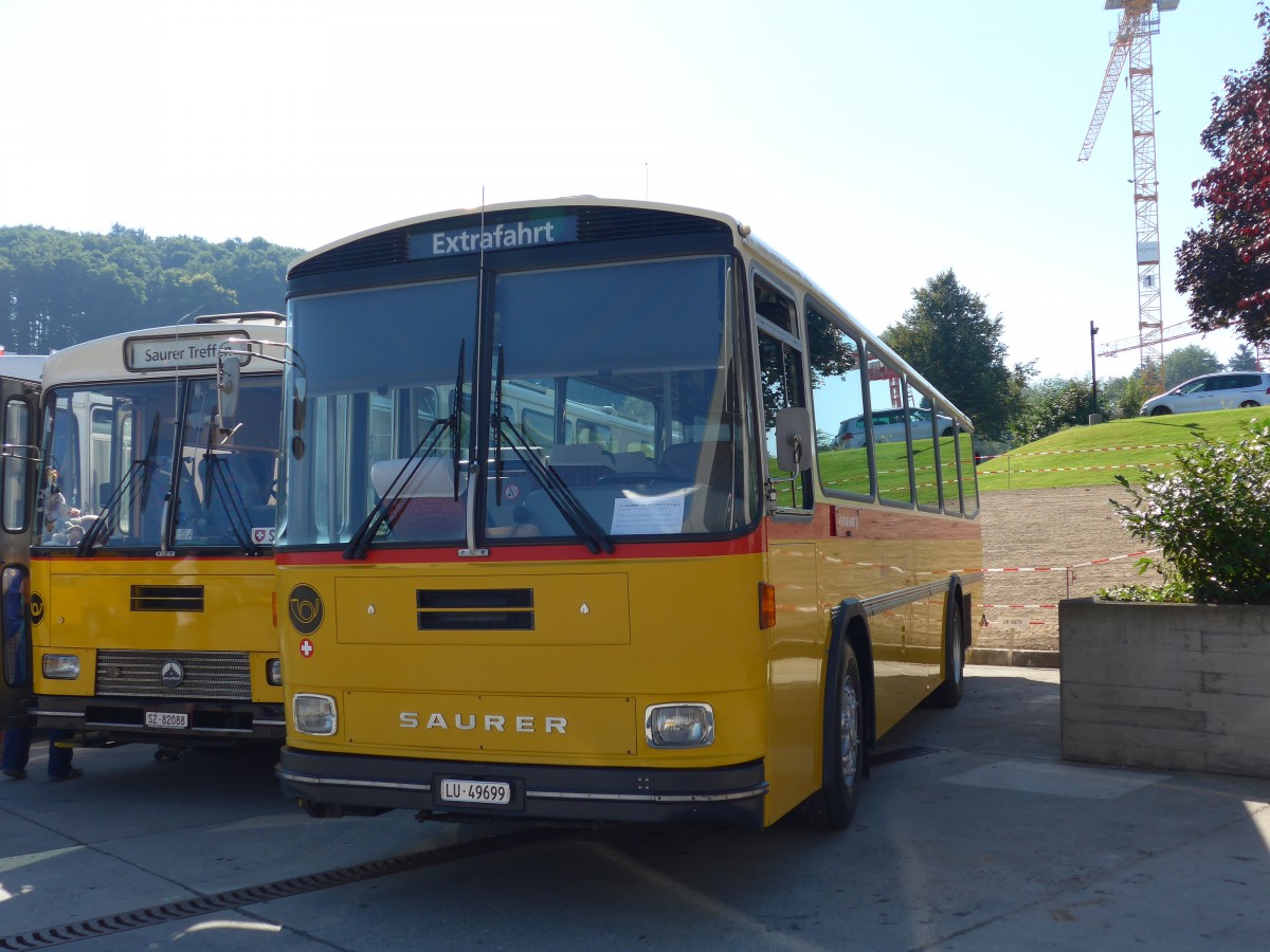 (163'912) - Huber, Oberkirch - LU 49'699 - Saurer/R&J (ex Frigg, Zernez; ex P 24'283) am 29. August 2015 in Oberkirch, CAMPUS Sursee