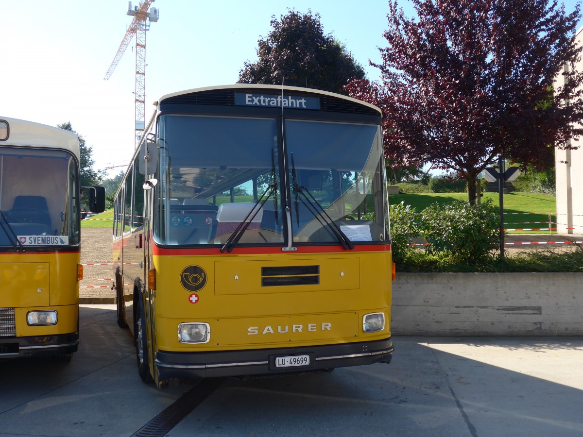 (163'913) - Huber, Oberkirch - LU 49'699 - Saurer/R&J (ex Frigg, Zernez; ex P 24'283) am 29. August 2015 in Oberkirch, CAMPUS Sursee