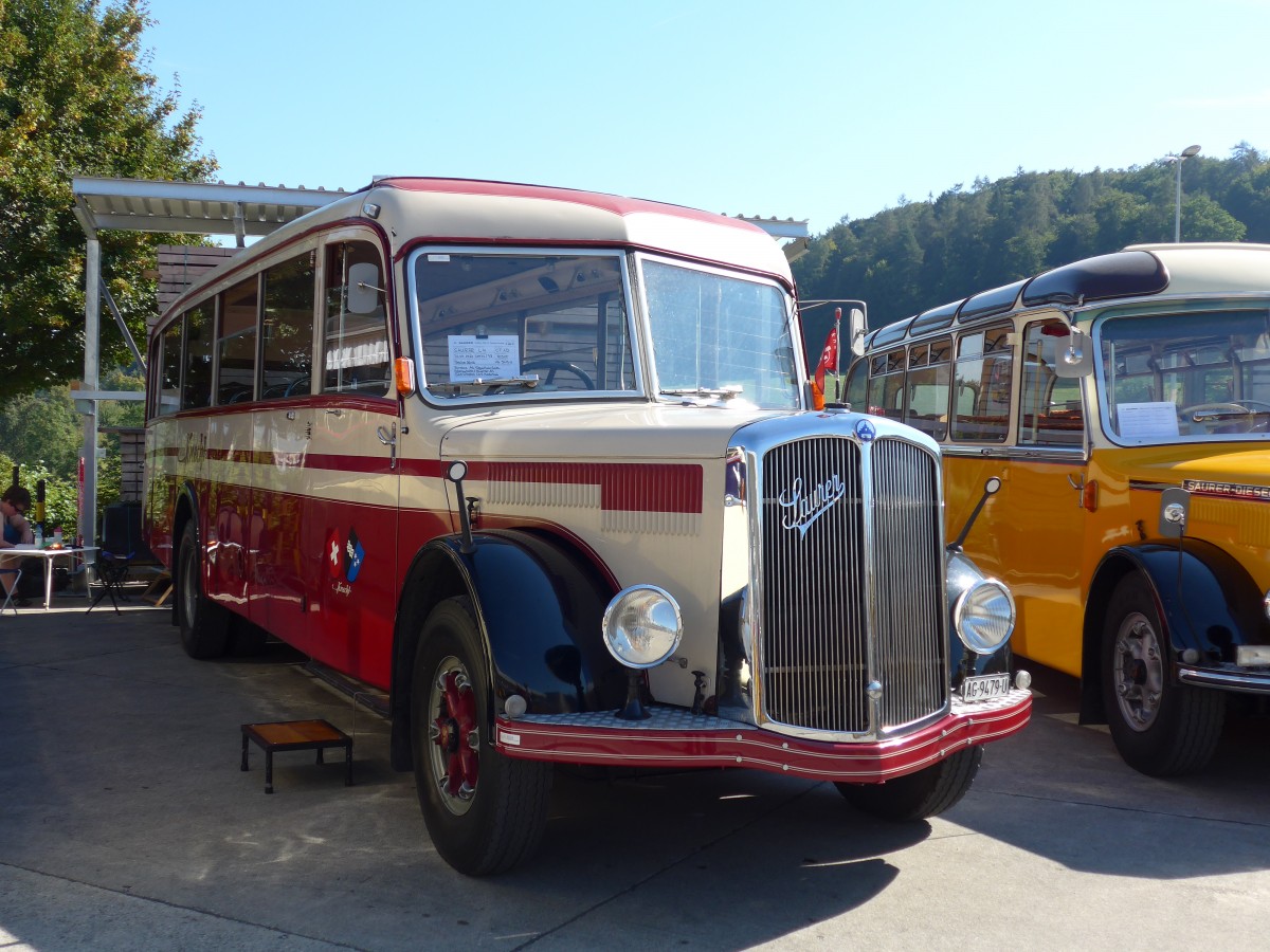 (163'938) - Knecht, Windisch - AG 9479 U - Saurer/Tscher (ex Schweizer Armee; ex P 23'073) am 29. August 2015 in Oberkirch, CAMPUS Sursee
